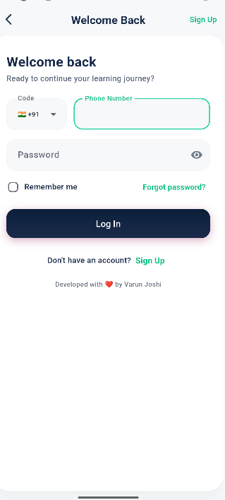 Rudra app login screen